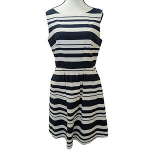 The Limited Nautical Stripe Fit & Flare Dress Coastal Preppy Chic Navy White 8